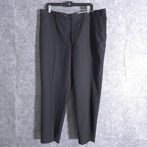 Canali Pants Mens 38x28 Size 42 100% Wool Straight Leg Flat Front Black Designer